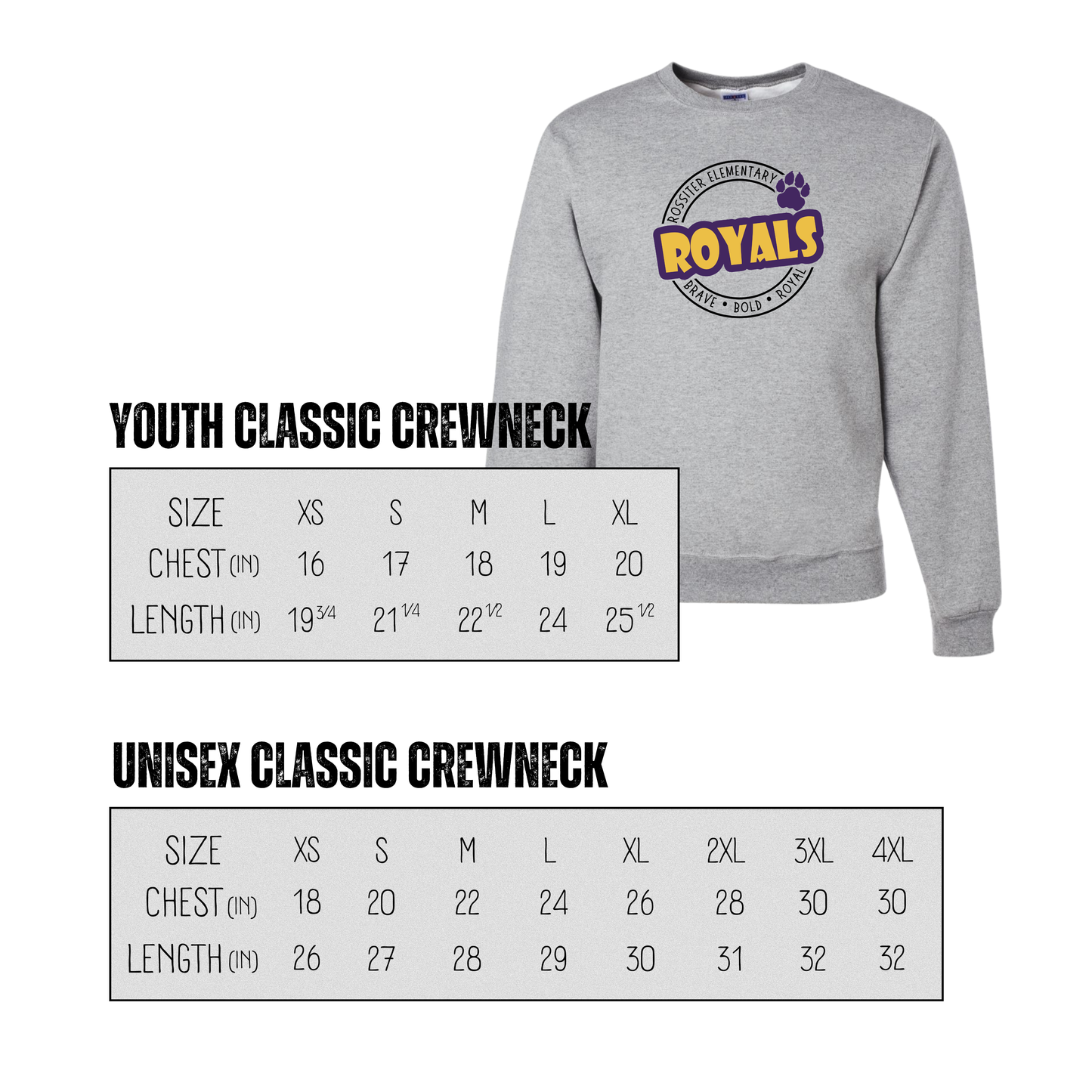 Rossiter Youth & Adult Classic Crewneck